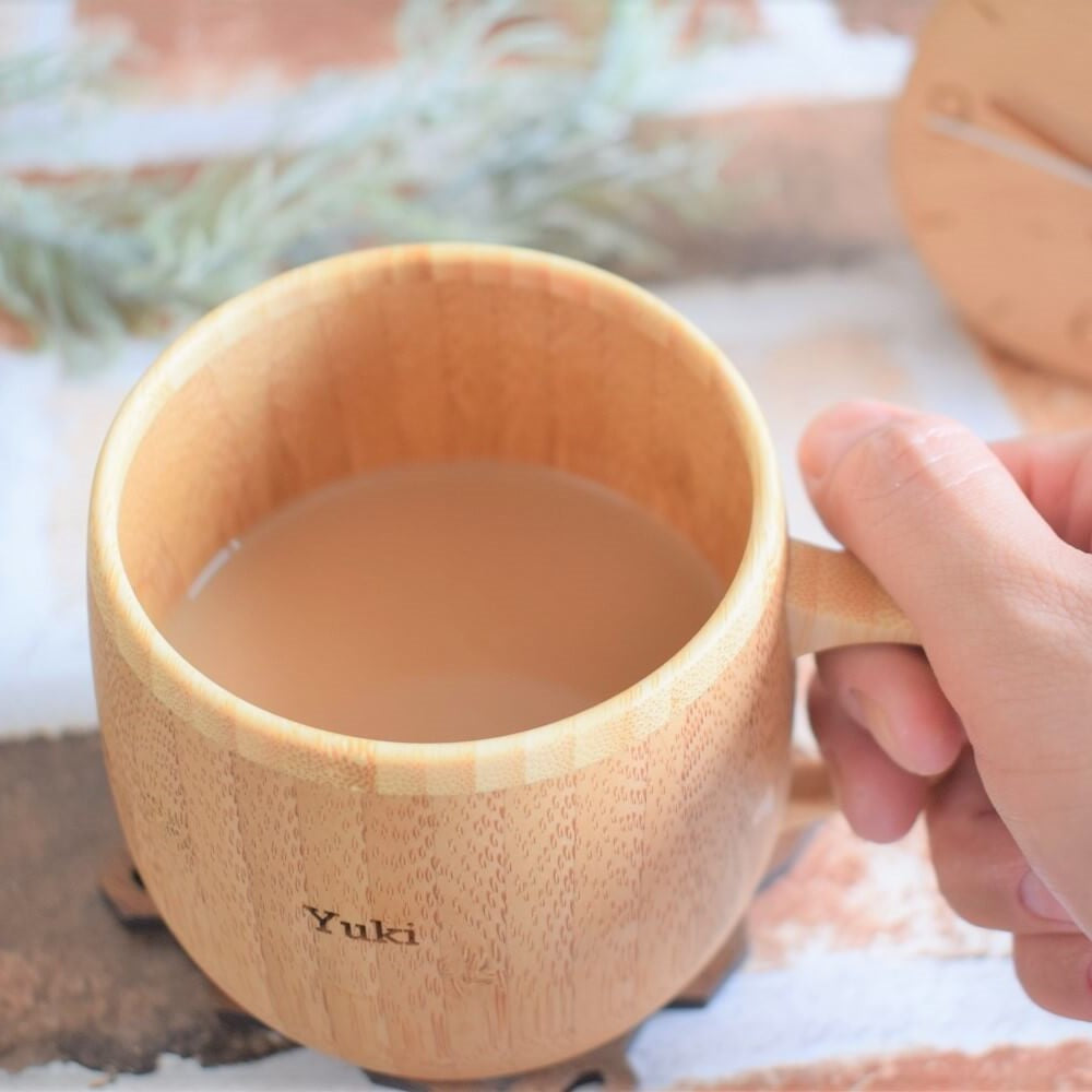 名入れ・ペア】竹からできたカフェオレマグ/ 2~3週間後にお届け可能