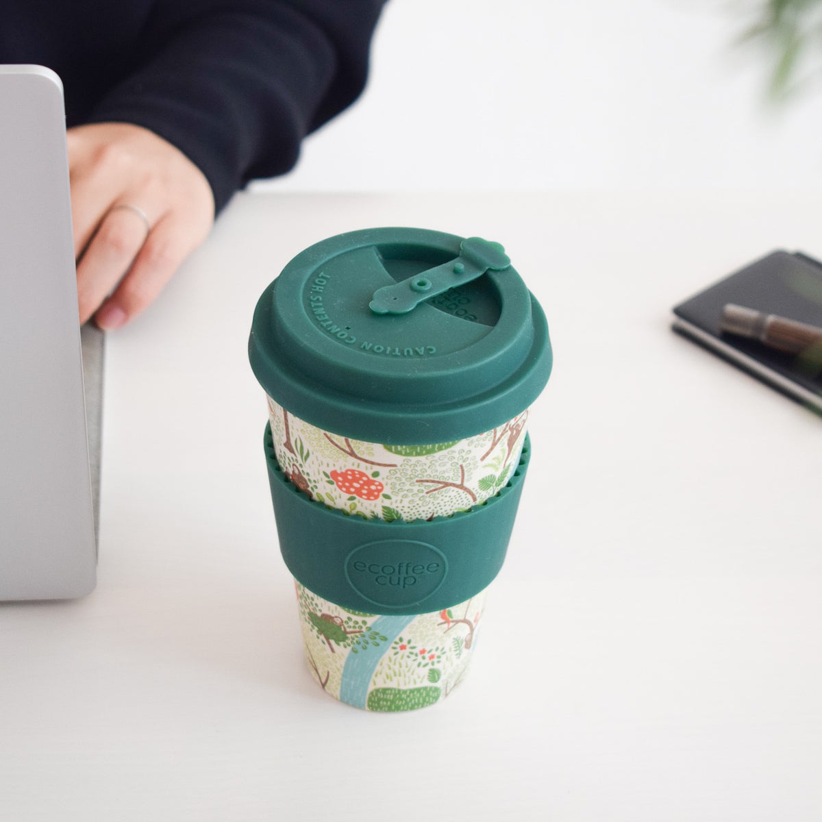 オランウータンを守る】竹からできたコーヒーカップ (ホワイト